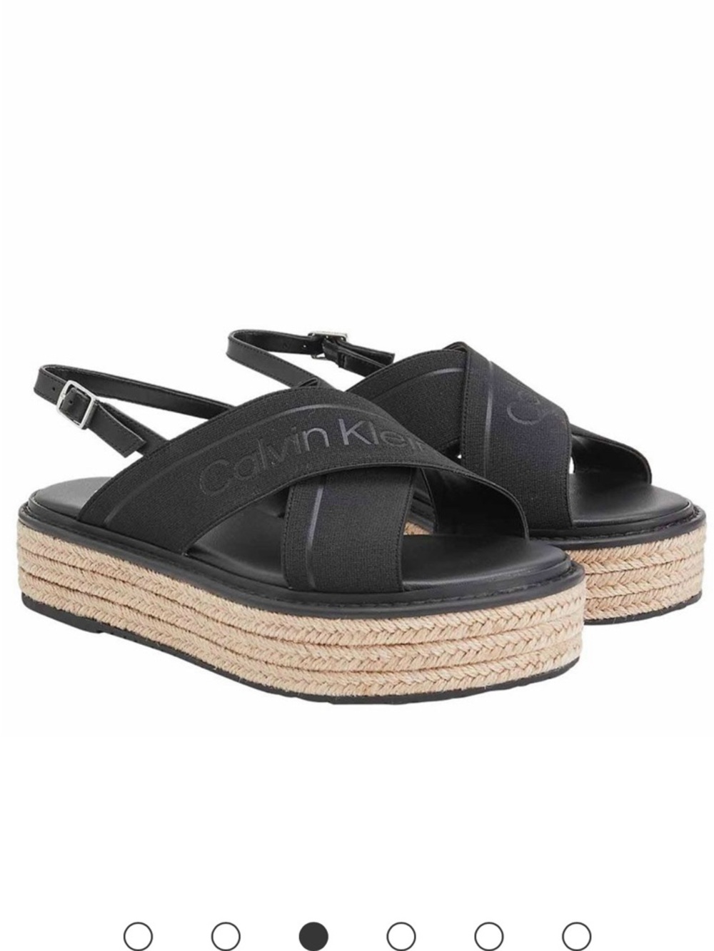 Calvin Klein Black Cross-Band Espadrille Platform Sandal - Picture 5 of 7
